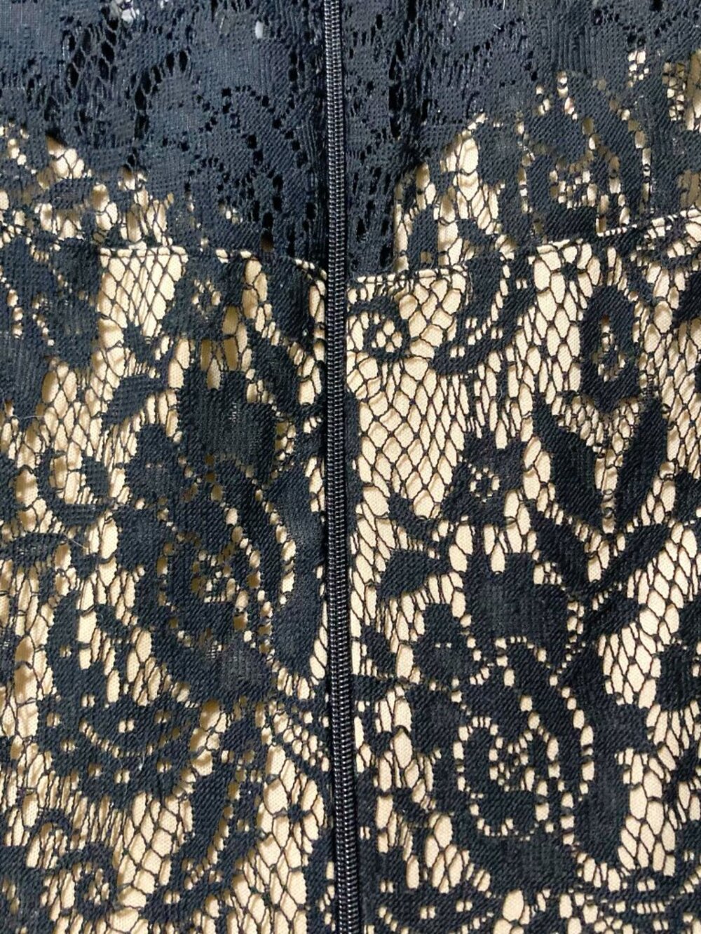 MAI TAI Black mesh floral lace a-line dress w/ beige underlay goth SMALL MEDIUM - Picture 11 of 12